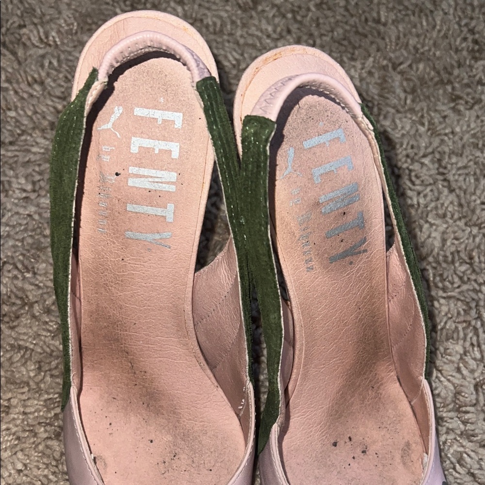 Fenty Puma by Rihanna Pink and Green Slingback laced Heels - Picture 6 of 8